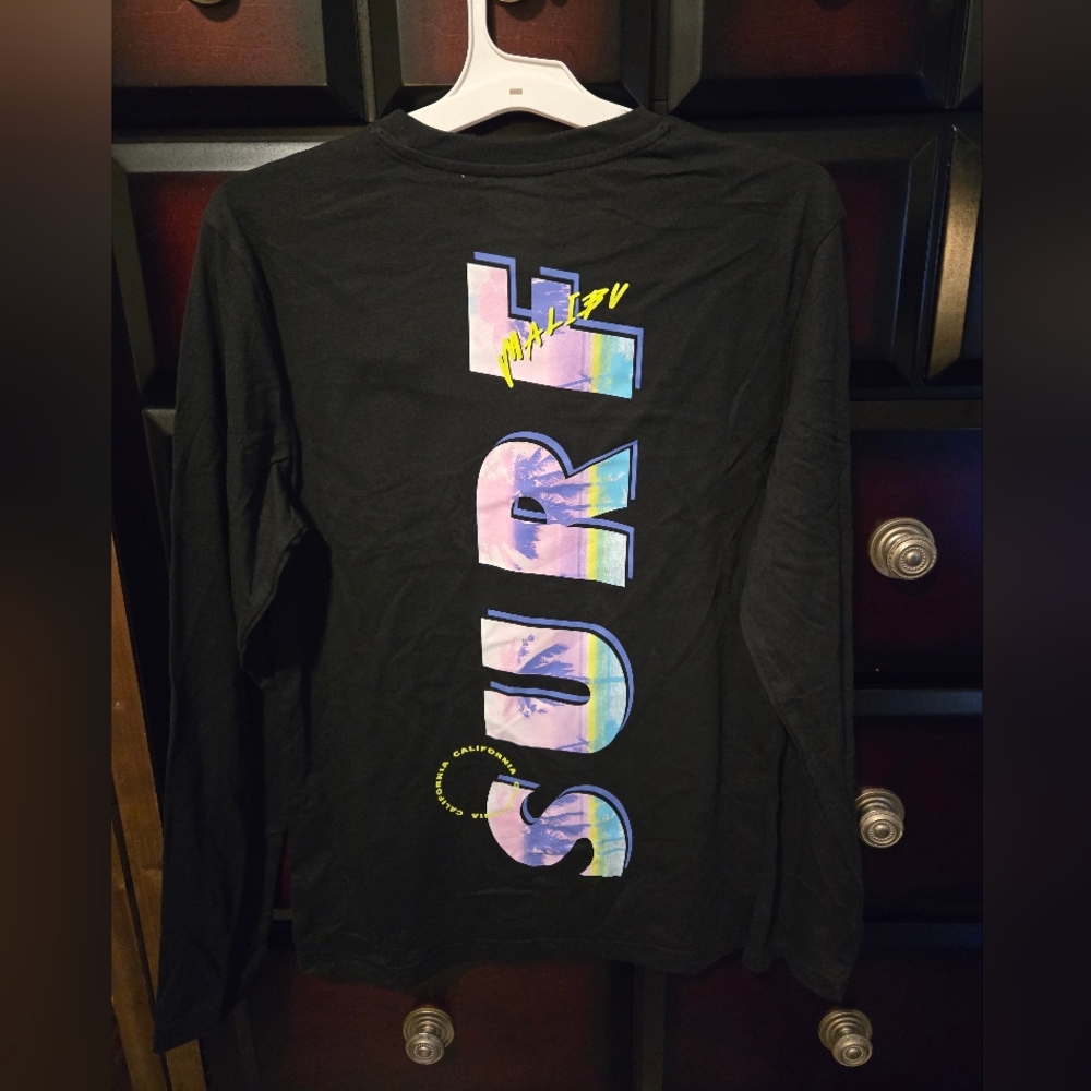 Original Use Black Surf Graphic Long Sleeve Tee 'MALIBU SURF'